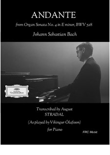 Trio Sonata No.4 in E Minor for Organ, BWV 528: Andante, for piano by Johann Sebastian Bach