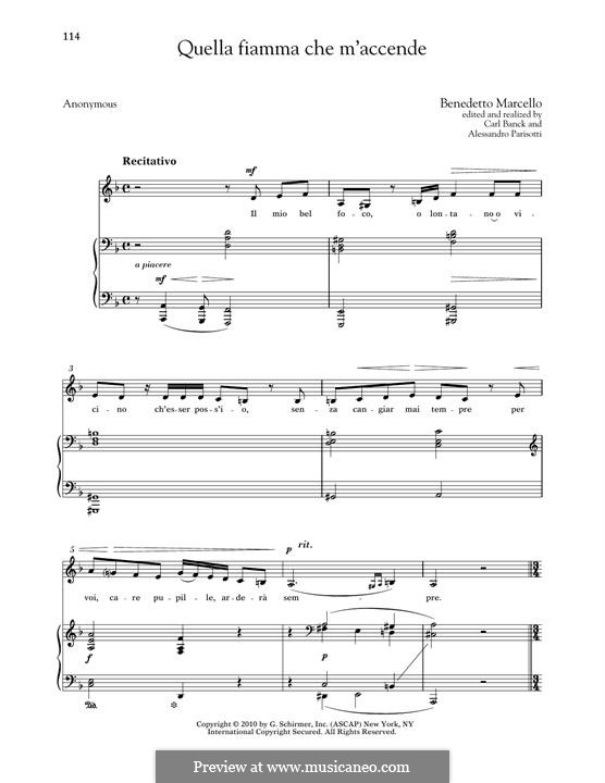 Il mio bel foco: Low Voice by Benedetto Marcello