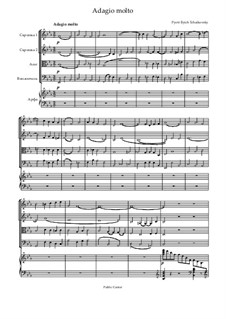 Adagio molto for String Quartet and Harp, TH 158: partitura completa by Pyotr Tchaikovsky