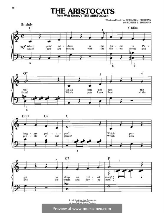 The Aristocats: Para Piano by Richard M. Sherman, Robert B. Sherman