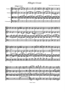 Allegro vivace for String Quartet, TH 154: partitura completa by Pyotr Tchaikovsky