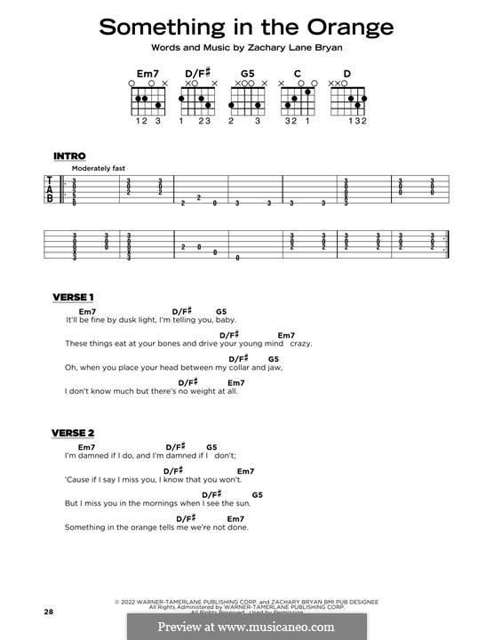 Something In The Orange: Lyrics and guitar chords by Zachary Bryan