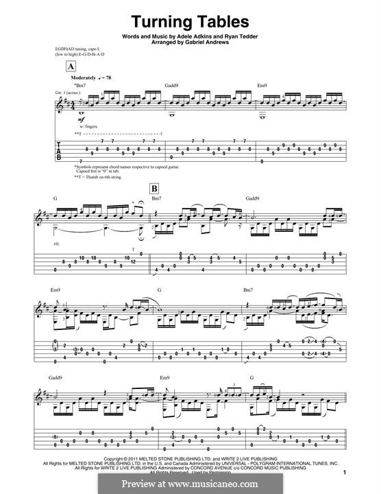 Turning Tables: Para Guitarra by Adele, Ryan B Tedder
