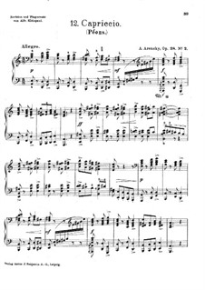 Capriccio, Op.28 No.2: Para Piano by Anton Arensky