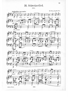 Six Songs, Op.33: No.5 Schweizerlied (Swiss Song) by Robert Franz