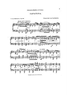 String Quartet No.13 in B Flat Major, Op.130: Cavatina. Arrangement for piano by Ludwig van Beethoven