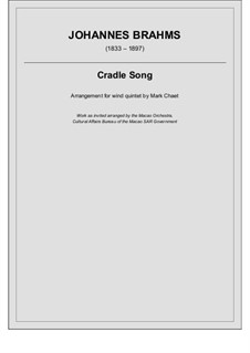 No.4 Cradle Song: For quintet by Johannes Brahms