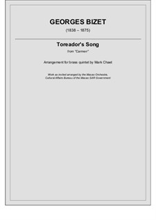 Toreador's Song: For quintet by Georges Bizet