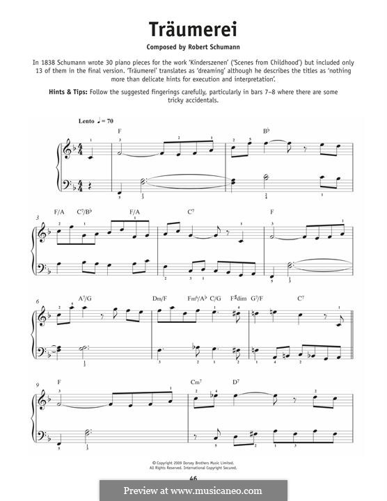 No.7 Träumerei (Dreaming), for Piano: para um único musico (Editado por H. Bulow) by Robert Schumann