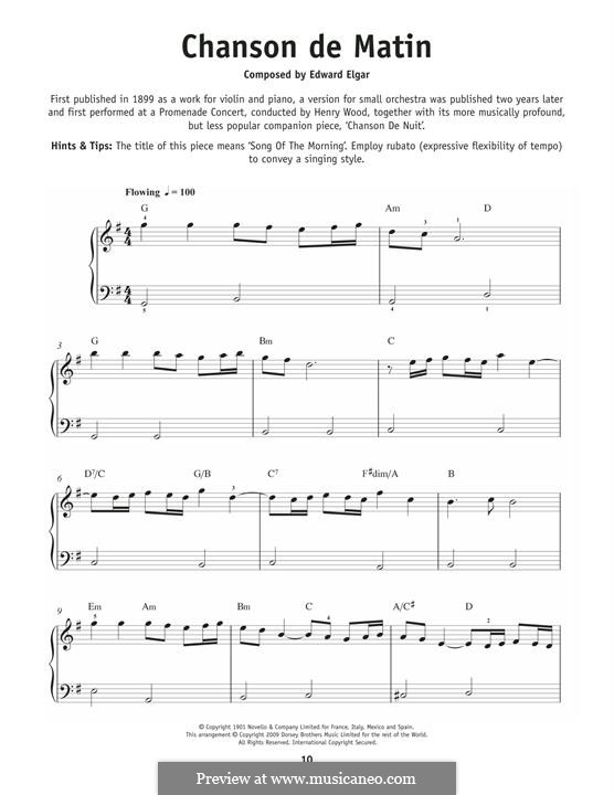 Two Pieces, Op.15: No.2 Chanson de matin by Edward Elgar