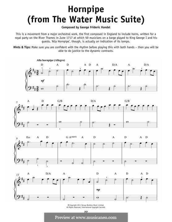 Suite No.2 in D Major, HWV 349: Alla Hornpipe, for piano by Georg Friedrich Händel