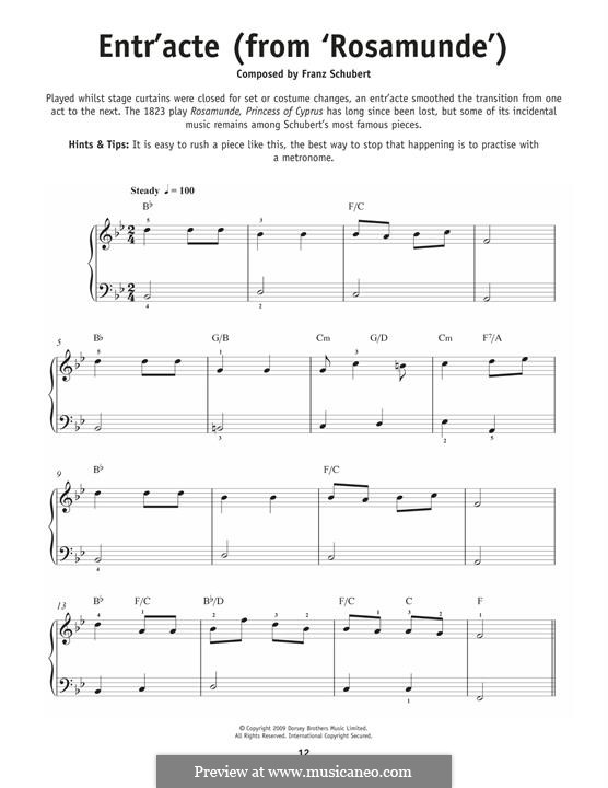 Fragments: Entr'acte, for piano by Franz Schubert