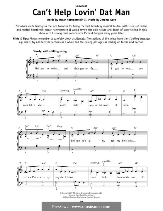 Can't Help Lovin' Dat Man (from Show Boat): Para Piano by Jerome Kern