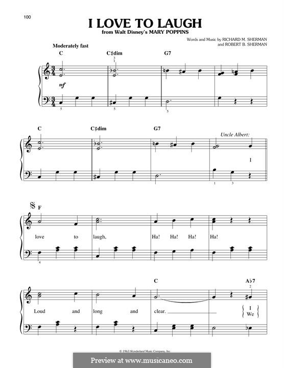 I Love To Laugh (from Mary Poppins): Para Piano by Richard M. Sherman, Robert B. Sherman