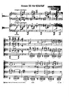 Sonata for Piano No.3 in F Minor, Op.5: movimento I-II. Versão para dois pianos de quatro mãos by Johannes Brahms