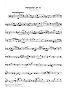 Berceuse (Lullaby) for Violin and Piano, Op.16: Versão para violoncelo e piano - parte de violoncelo by Gabriel Fauré
