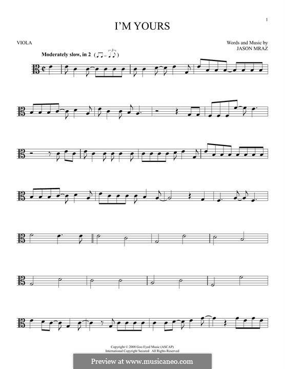I'm Yours: para viola by Jason Mraz