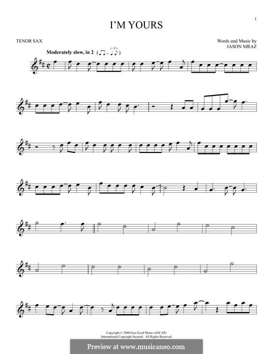 I'm Yours: para saxofone tenor by Jason Mraz