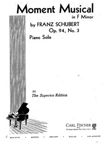 Six Musical Moments, D.780 Op.94: Musical moment No.3 for piano by Franz Schubert