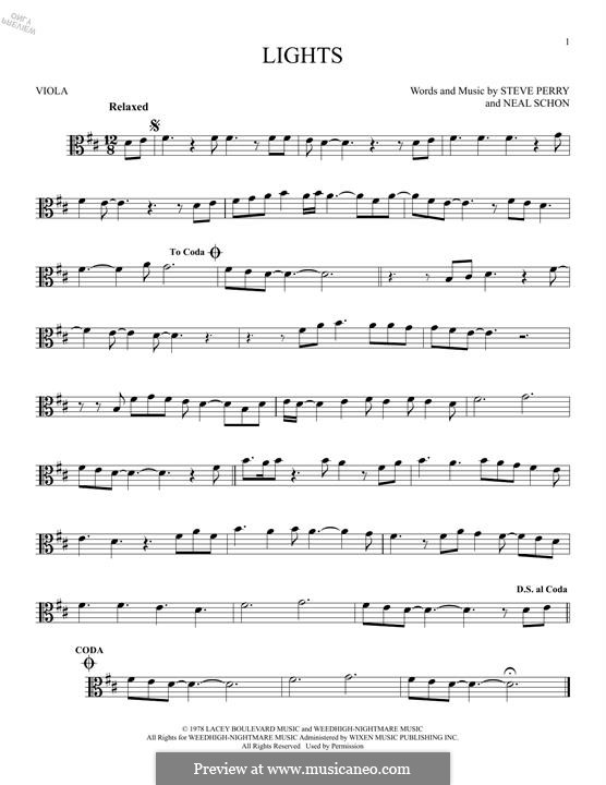 Lights (Journey): para viola by Neal Schon, Steve Perry