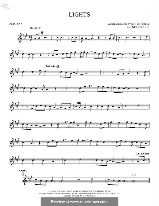 Lights (Journey): para Saxofone Alto by Neal Schon, Steve Perry