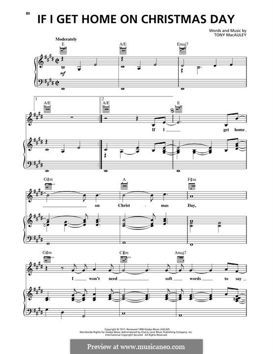 If I Get Home on Christmas Day (Elvis Presley): Para vocais e piano (ou Guitarra) by Tony Macauley