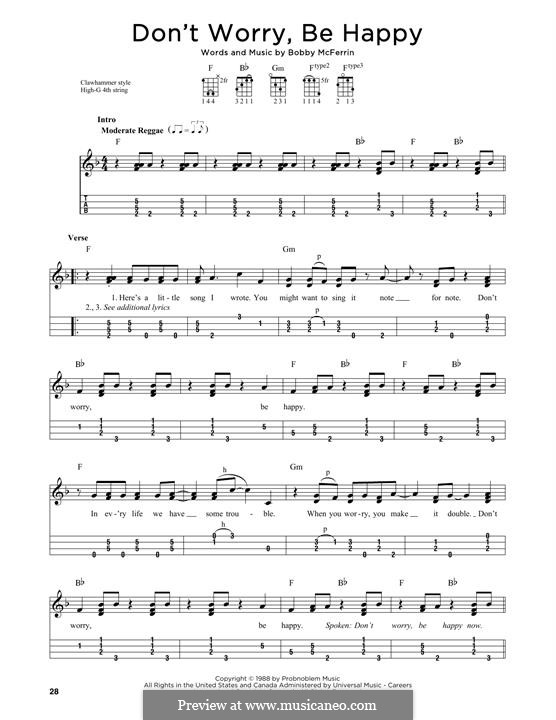 Don't Worry, Be Happy: para ukulele by Bobby McFerrin
