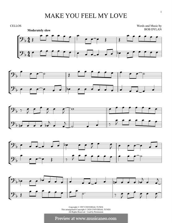 Make You Feel My Love: para dois violoncelo by Bob Dylan