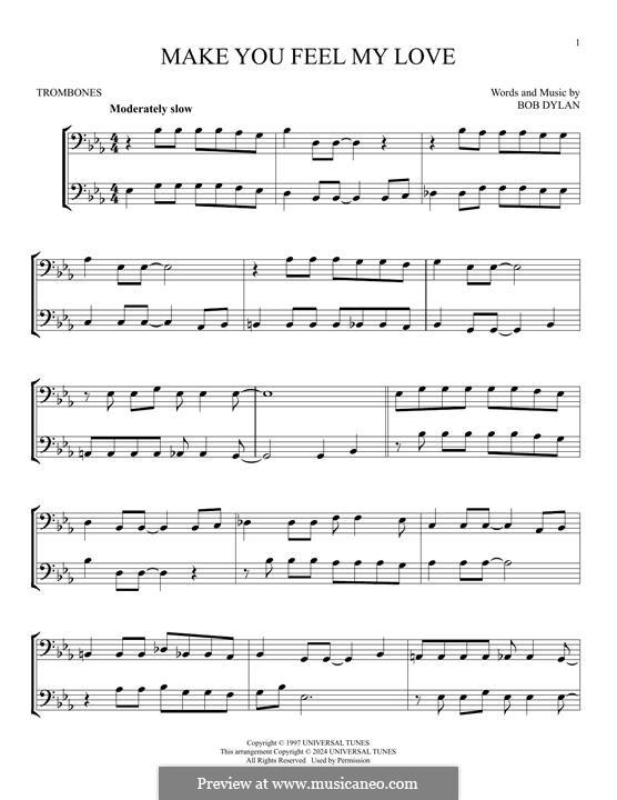 Make You Feel My Love: For two trombones by Bob Dylan