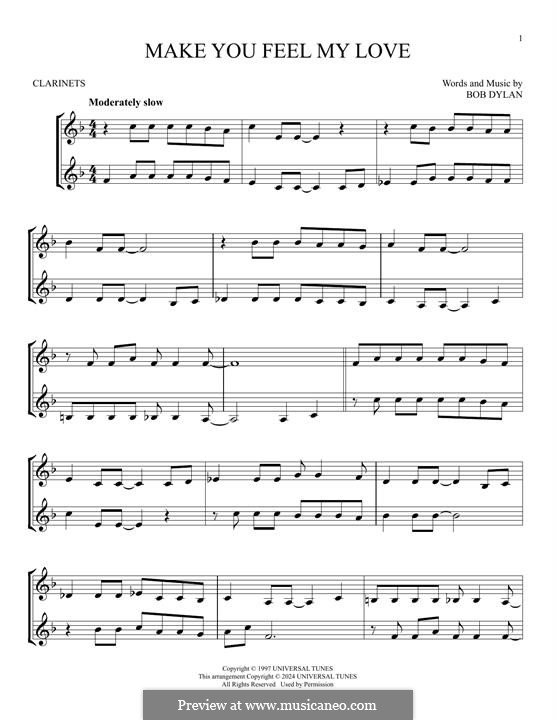 Make You Feel My Love: para duas clarinetas by Bob Dylan