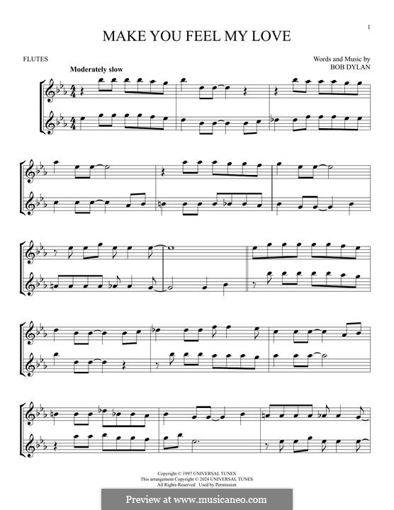 Make You Feel My Love: para duas flautas by Bob Dylan
