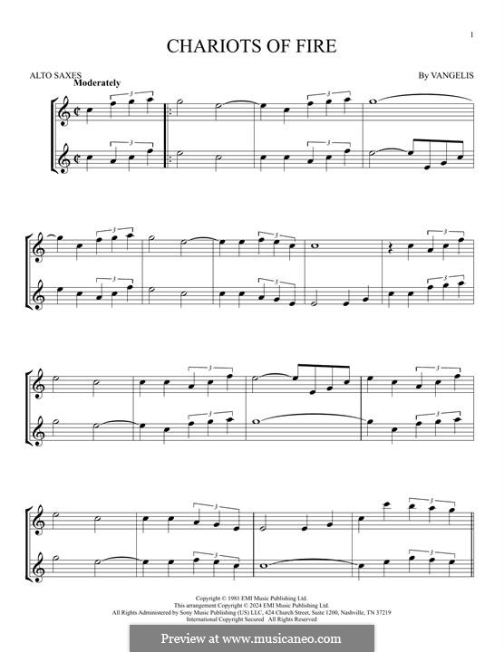 Chariots of Fire: para dois alto saxophones by Vangelis