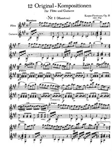 Twelve Original Compositions for Flute and Guitar, Op.35: Twelve Original Compositions for Flute and Guitar by Kaspar Fürstenau