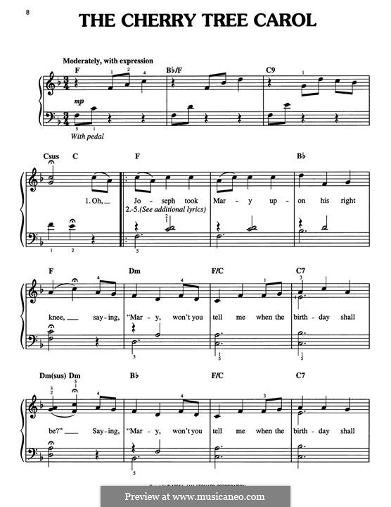 The Cherry-Tree Carol: Para Piano by folklore