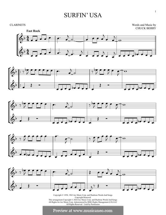 Surfin' U.S.A. (The Beach Boys): para duas clarinetas by Chuck Berry