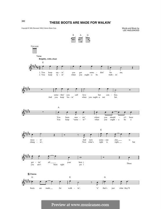 These Boots Are Made for Walking (Nancy Sinatra): For mandolin by Lee Hazlewood