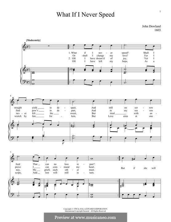 What if I never speed: Para vocais e piano by John Dowland