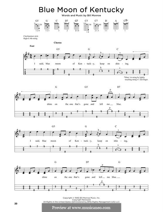 Blue Moon of Kentucky: para ukulele by Bill Monroe