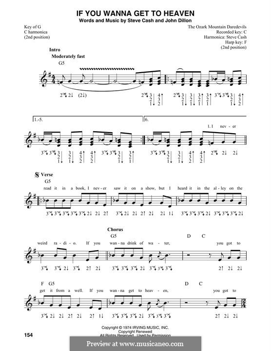 If You Wanna Get to Heaven (Ozark Mountain Daredevils): For harmonica by John Dillon, Steve Cash