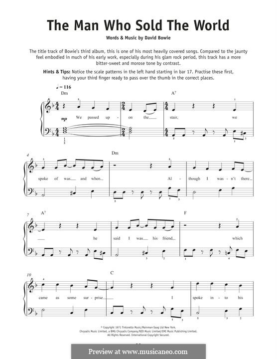 The Man Who Sold the World (Nirvana): Para Piano by David Bowie