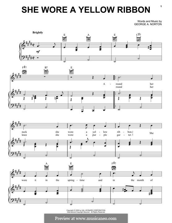 She Wore a Yellow Ribbon: Para vocais e piano (ou Guitarra) by George A. Norton