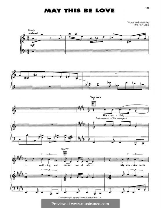 May This Be Love: Para vocais e piano (ou Guitarra) by Jimi Hendrix