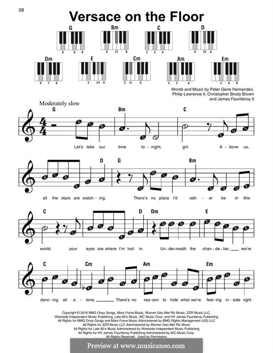 Versace on the Floor: Para Piano by James Fauntleroy II, Bruno Mars, Philip Lawrence, Christopher Brody Brown