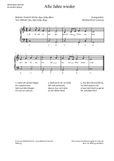 Alle Jahre wieder: Für Akkordeon easy by Friedrich Silcher
