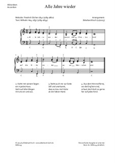 Alle Jahre wieder: Für Akkordeon intermediate by Friedrich Silcher