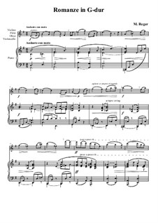 Romance for Violin (or Cello) and Piano: partitura, parte solo by Max Reger