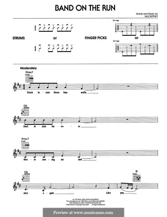 Band on the Run (Wings): Para Guitarra by Linda McCartney, Paul McCartney