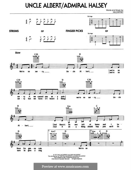 Uncle Albert/Admiral Halsey: Para Guitarra by Linda McCartney, Paul McCartney