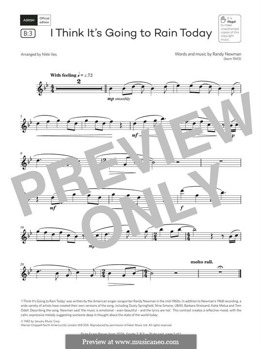 I Think it's Going to Rain Today (Katie Melua): para flauta by Randy Newman