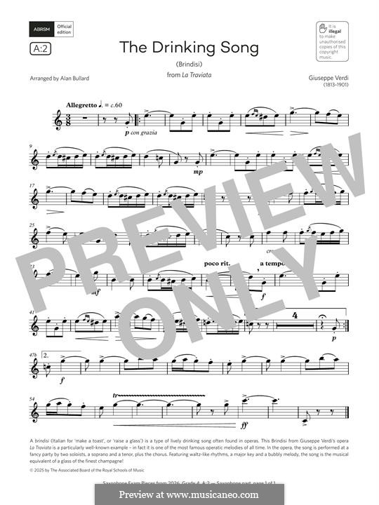 Libiamo ne'lieti calici (Brindisi): para Saxofone Alto by Giuseppe Verdi